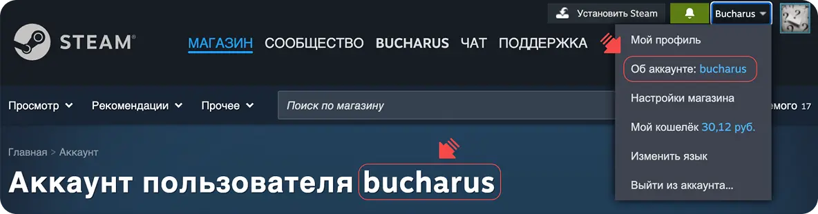 Личный кабинет Steam